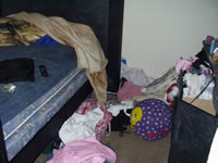 Clutter around bed
