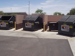 well0managed dumpsters in separate enclosures