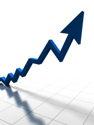 chart with rising arrow